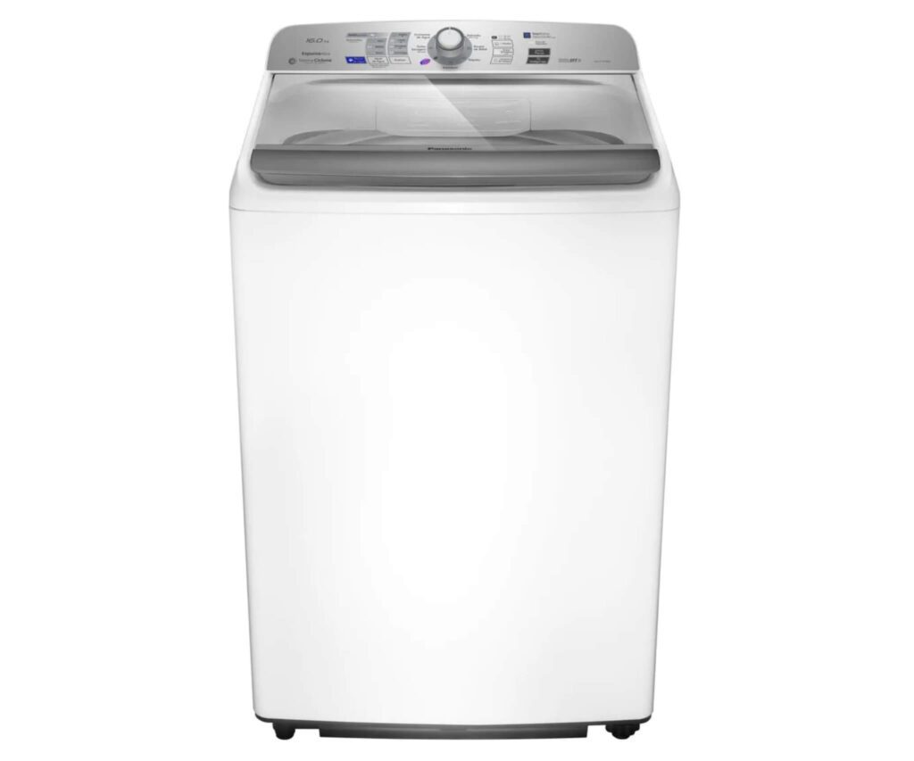 Lavadora Panasonic NA-F160B6WA de 16kg, a melhor máquina de lavar custo-benefício para famílias grandes que buscam economia de água.