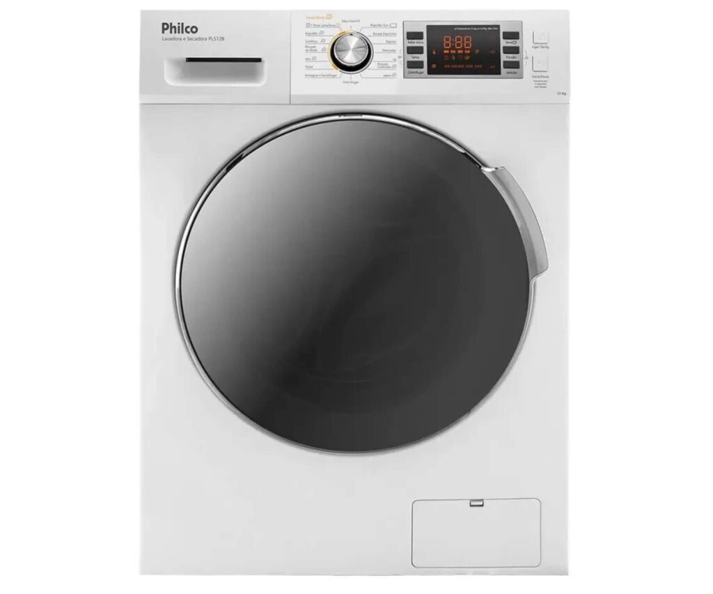 Imagem da lava e seca Philco Inverter 12kg, uma máquina de ótima capacidade e custo-benefício para famílias médias.