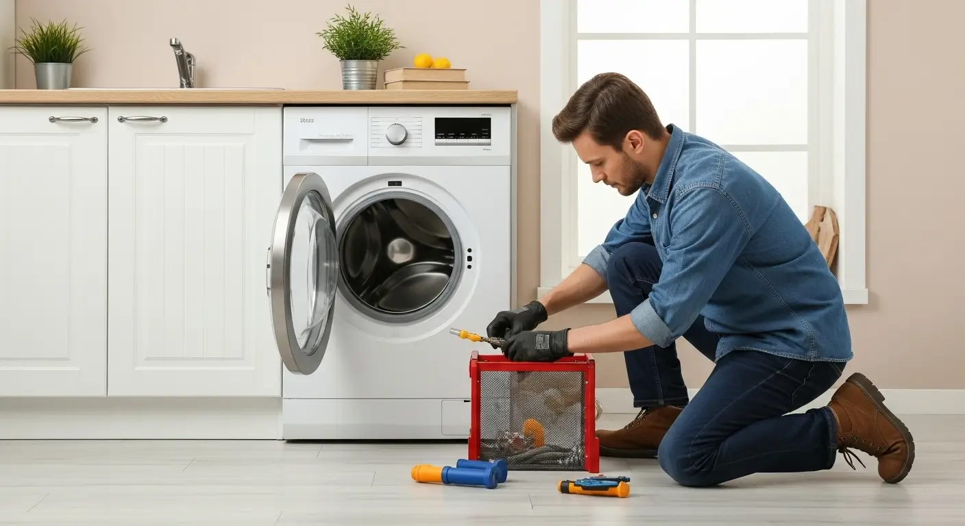 máquina de lavar Inverter em funcionamento, demonstrando o baixo nível de ruído e o conforto que a tecnologia proporciona.